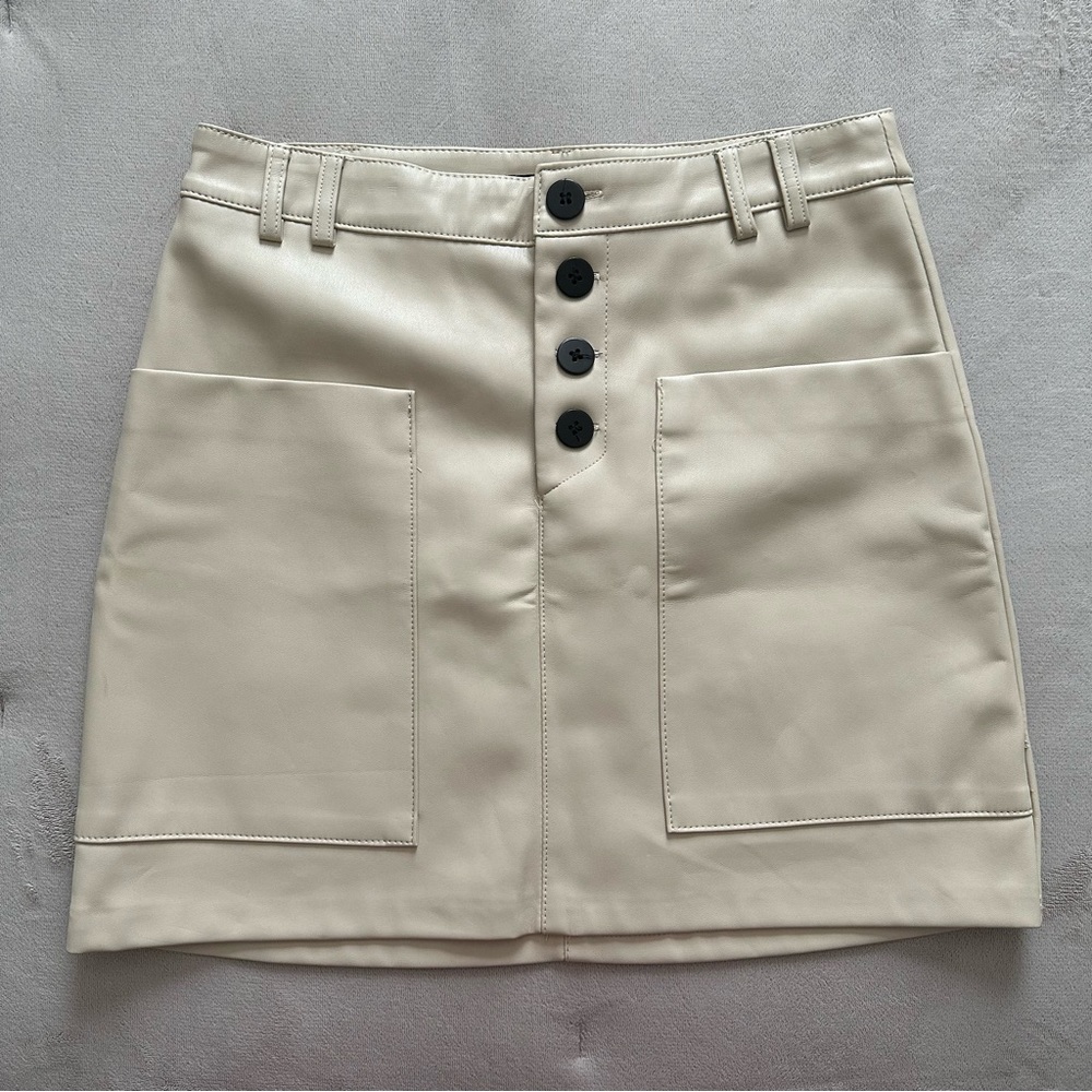 Beige Zara Faux Leather Skirt